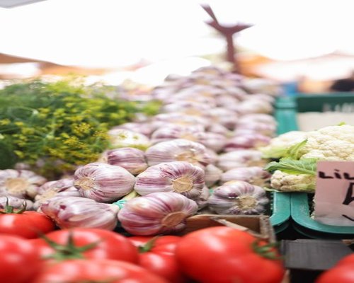 A selection of fresh vegetables from a local market in Poland